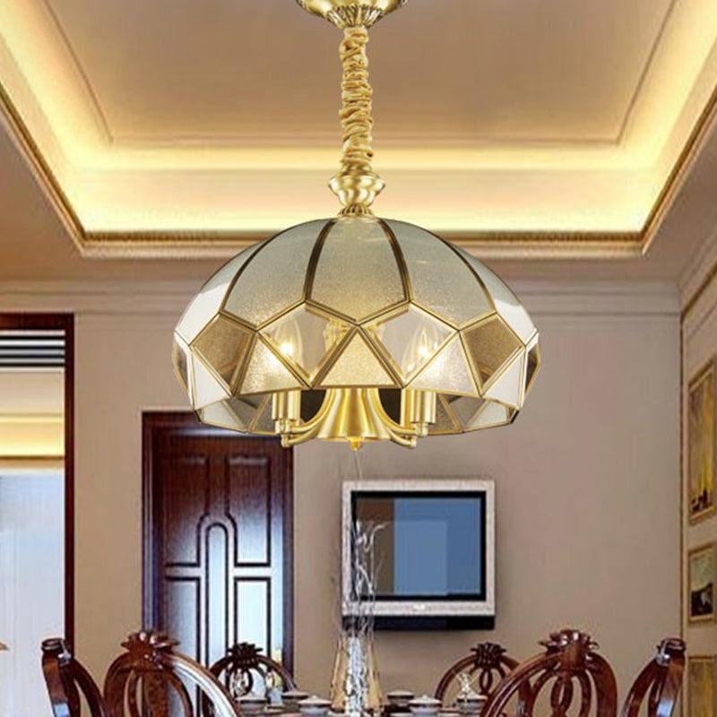 5 Lights Pendant Chandelier Antique Style Domed Frosted Glass - Rebooters