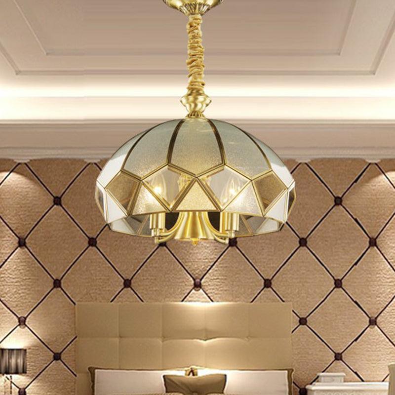 5 Lights Pendant Chandelier Antique Style Domed Frosted Glass - Rebooters