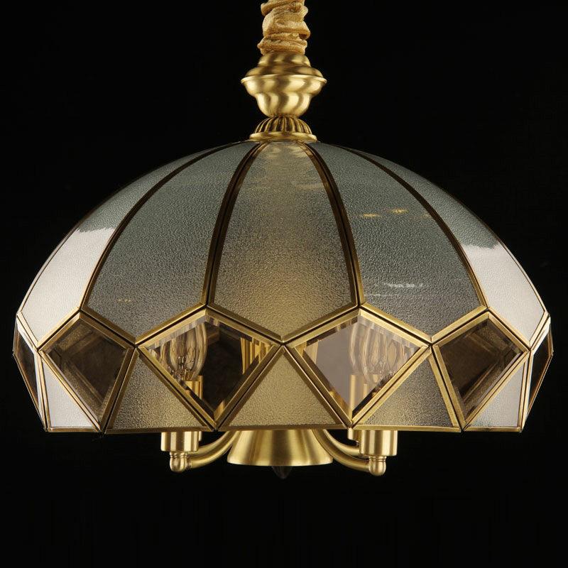 5 Lights Pendant Chandelier Antique Style Domed Frosted Glass - Rebooters