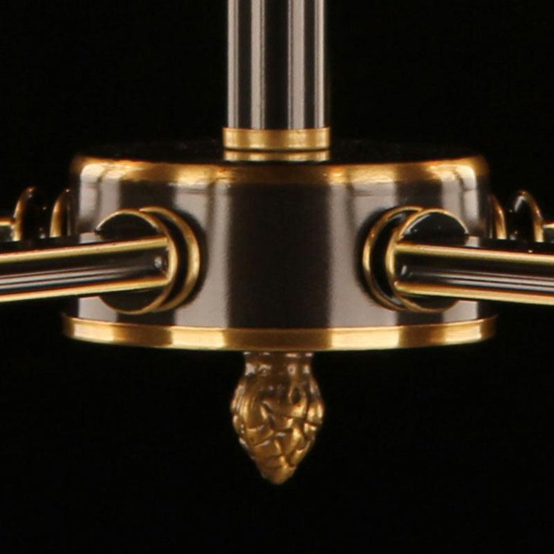 Gold and Black Flared Chandelier Traditional Frosted Glass Light - Rebooters