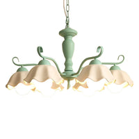 6-Light Ruffle Hanging Lamp Korean Flower Ceramic Chandelier - Rebooters