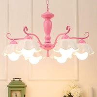 6-Light Ruffle Hanging Lamp Korean Flower Ceramic Chandelier - Rebooters