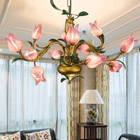 American Flower Tulip Chandelier 12-Light Glass Ceiling Light - Rebooters