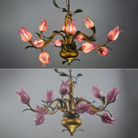 American Flower Tulip Chandelier 12-Light Glass Ceiling Light - Rebooters