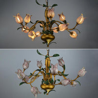 American Flower Tulip Chandelier 12-Light Glass Ceiling Light - Rebooters