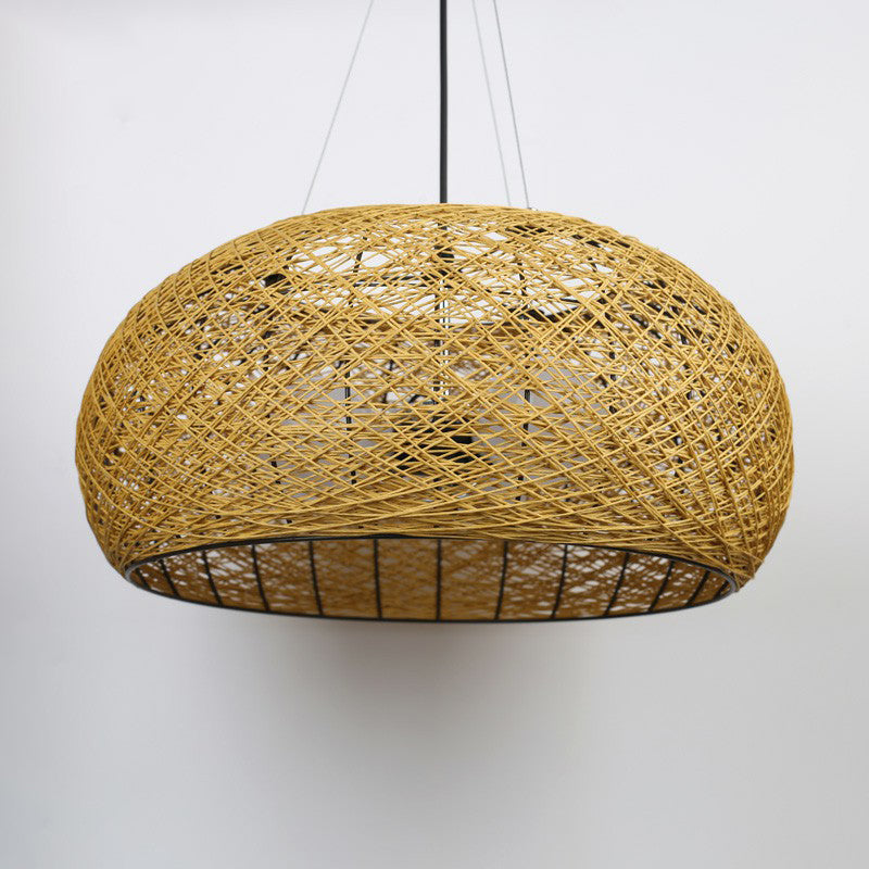 Rattan Nest Round Chandelier Novelty Asian Style Pendant Lighting - Rebooters