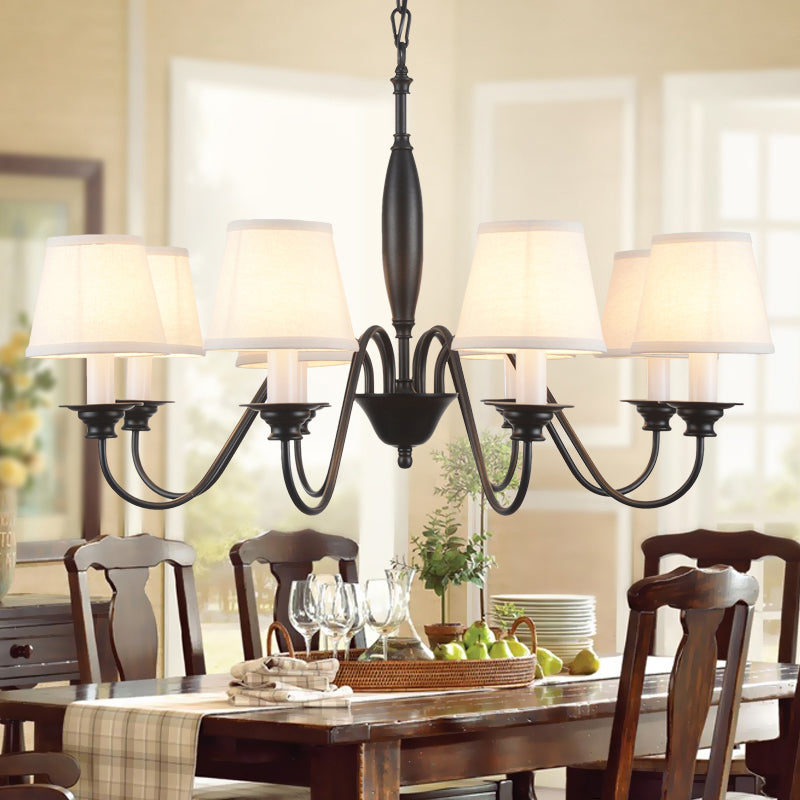 Black Candle Chandelier Rustic Fabric Restaurant Light - Rebooters