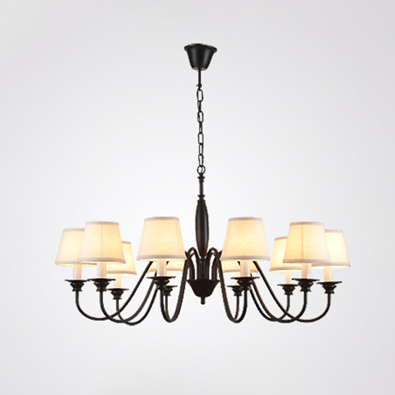 Black Candle Chandelier Rustic Fabric Restaurant Light - Rebooters