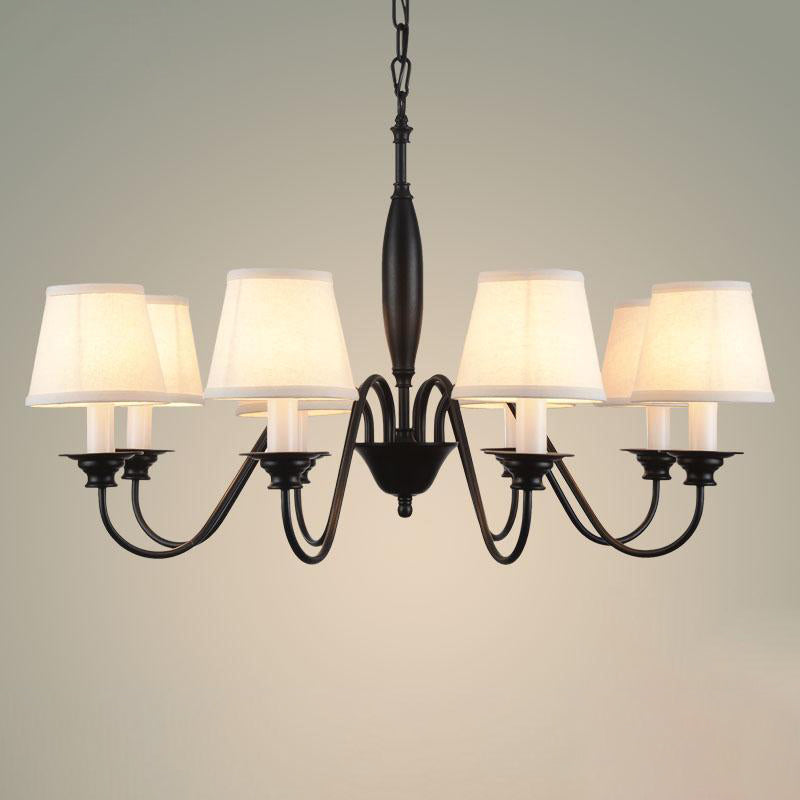 Black Candle Chandelier Rustic Fabric Restaurant Light - Rebooters