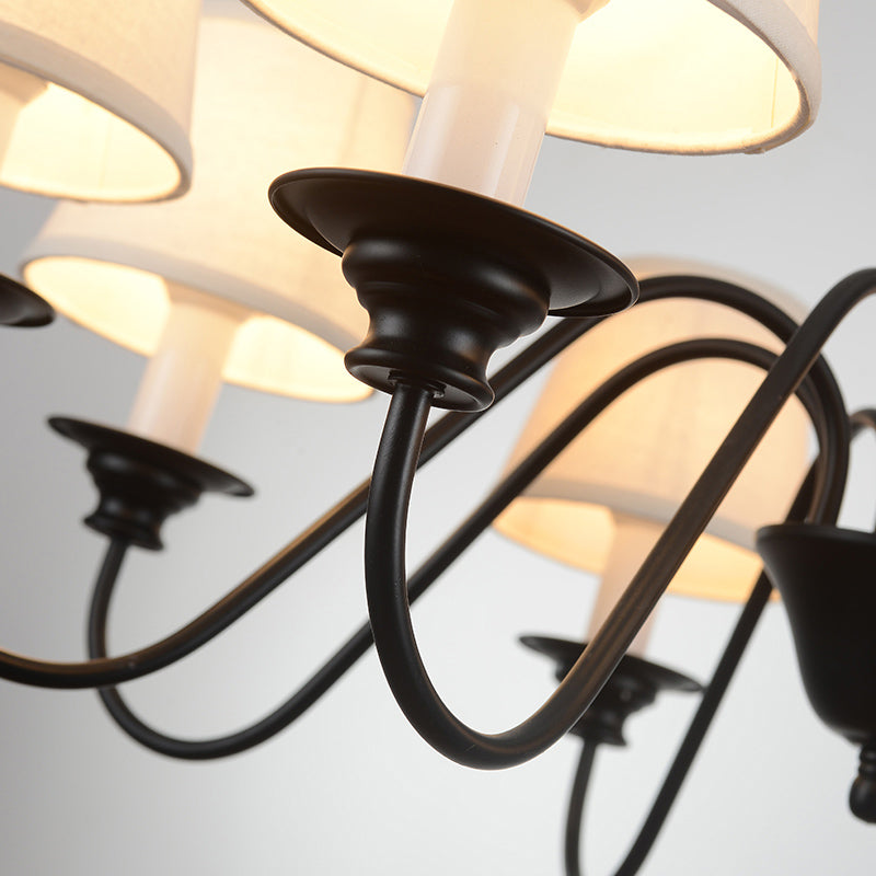 Black Candle Chandelier Rustic Fabric Restaurant Light - Rebooters