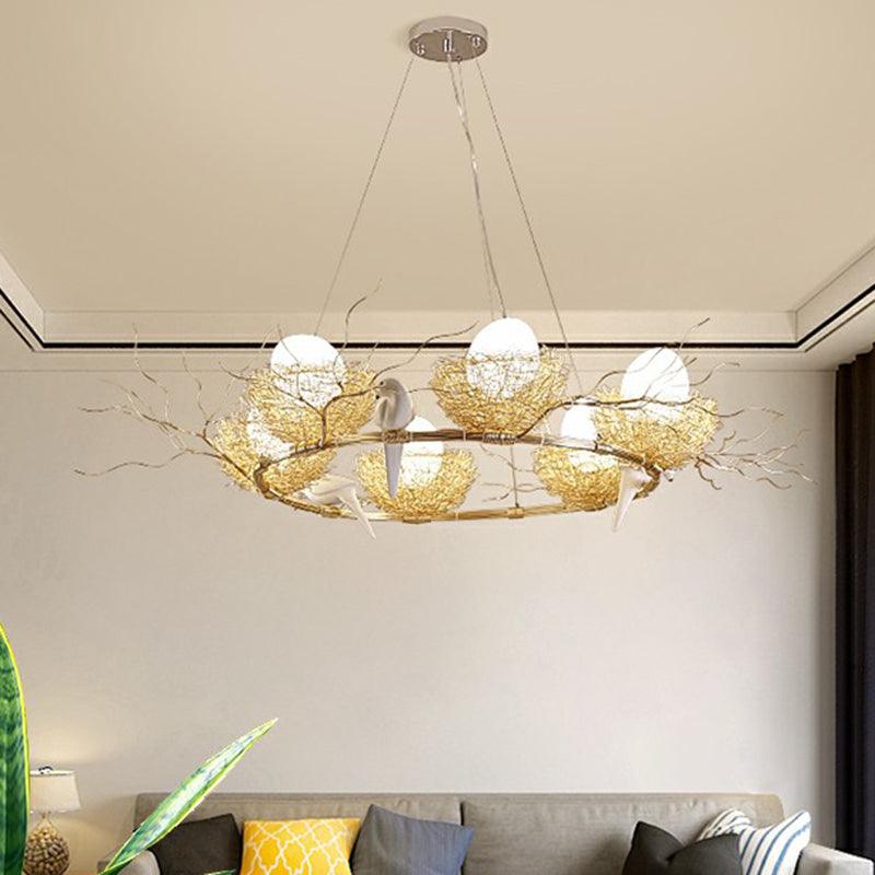 Artistic Bird Nest and Egg Chandelier Aluminum Pendant Light - Rebooters