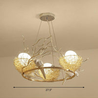 Artistic Bird Nest and Egg Chandelier Aluminum Pendant Light - Rebooters