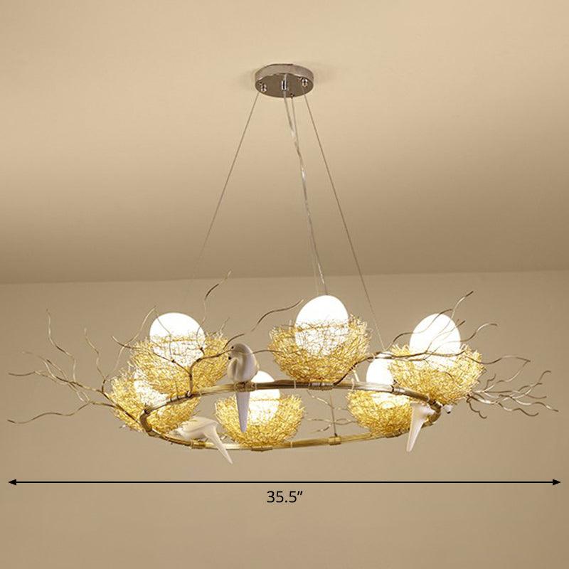 Artistic Bird Nest and Egg Chandelier Aluminum Pendant Light - Rebooters
