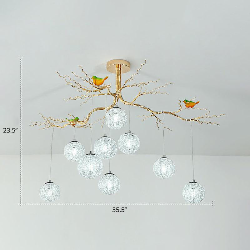 Ball Tree LED Chandelier Artistic Aluminum Wire Gold Lamp - Rebooters