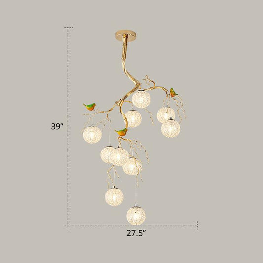 Ball Tree LED Chandelier Artistic Aluminum Wire Gold Lamp - Rebooters