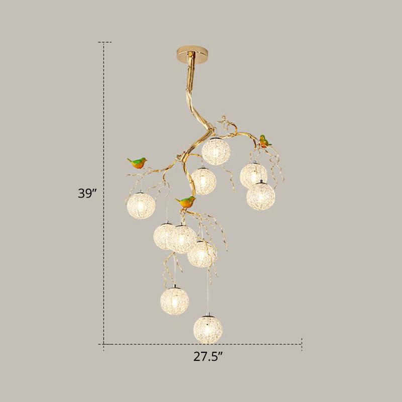 Ball Tree LED Chandelier Artistic Aluminum Wire Gold Lamp - Rebooters