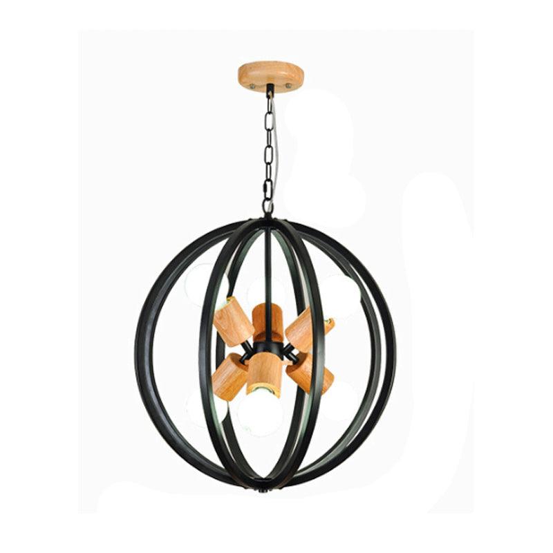 Globe Chandelier Pendant Light Nordic Wood LED Black White Lamp - Rebooters