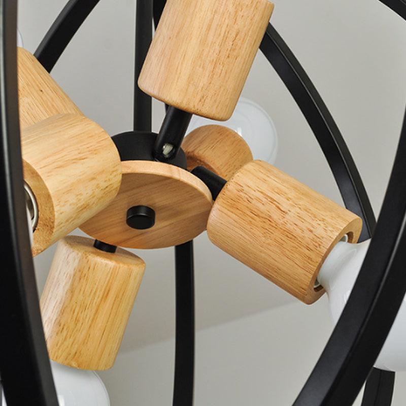 Globe Chandelier Pendant Light Nordic Wood LED Black White Lamp - Rebooters