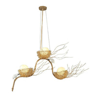 Artistic 3-Light Hanging Light Beige Nest and Egg Fixture - Rebooters