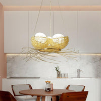 Artistry Nest Shaped Pendant Light Aluminum 3 Heads Chandelier - Rebooters