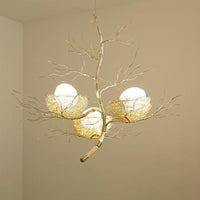 Artistry Nest Shaped Pendant Light Aluminum 3 Heads Chandelier - Rebooters