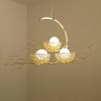 Artistry Nest Shaped Pendant Light Aluminum 3 Heads Chandelier - Rebooters