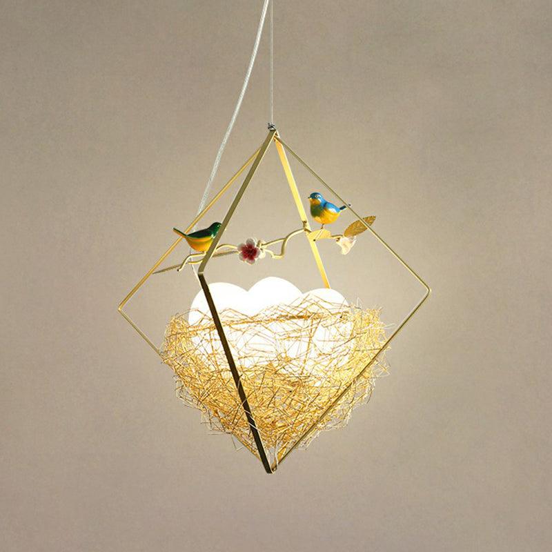 Birds Nest Chandelier Nordic Metal 3-Light Beige Hanging Light - Rebooters