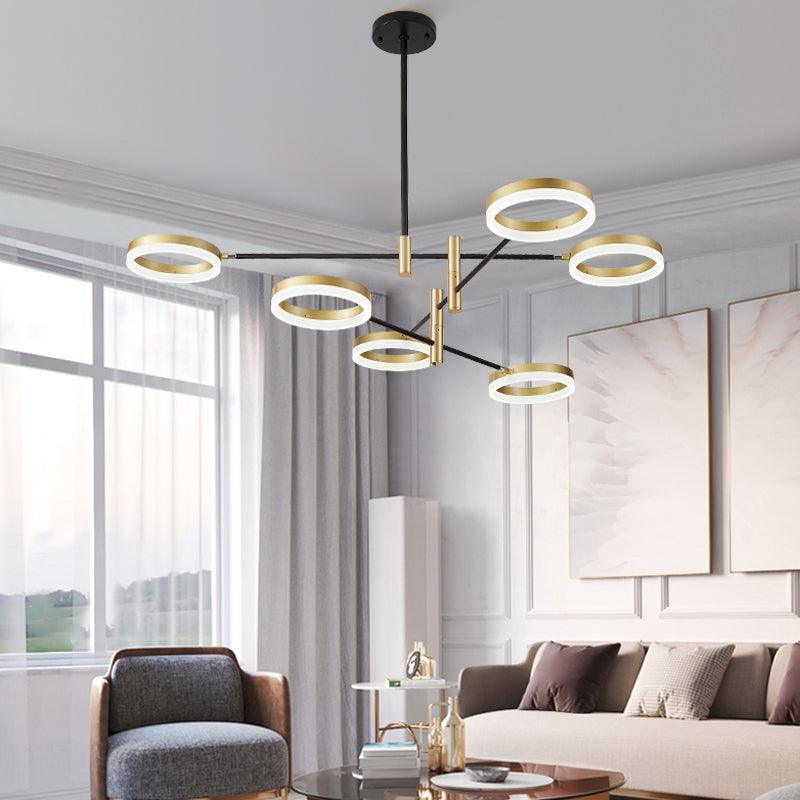 Adjustable Ring Chandelier Postmodern Acrylic LED Light - Rebooters