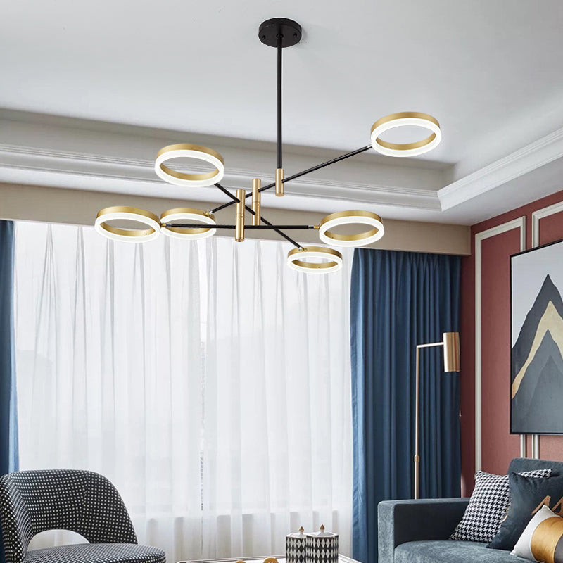 Adjustable Ring Chandelier Postmodern Acrylic LED Light - Rebooters