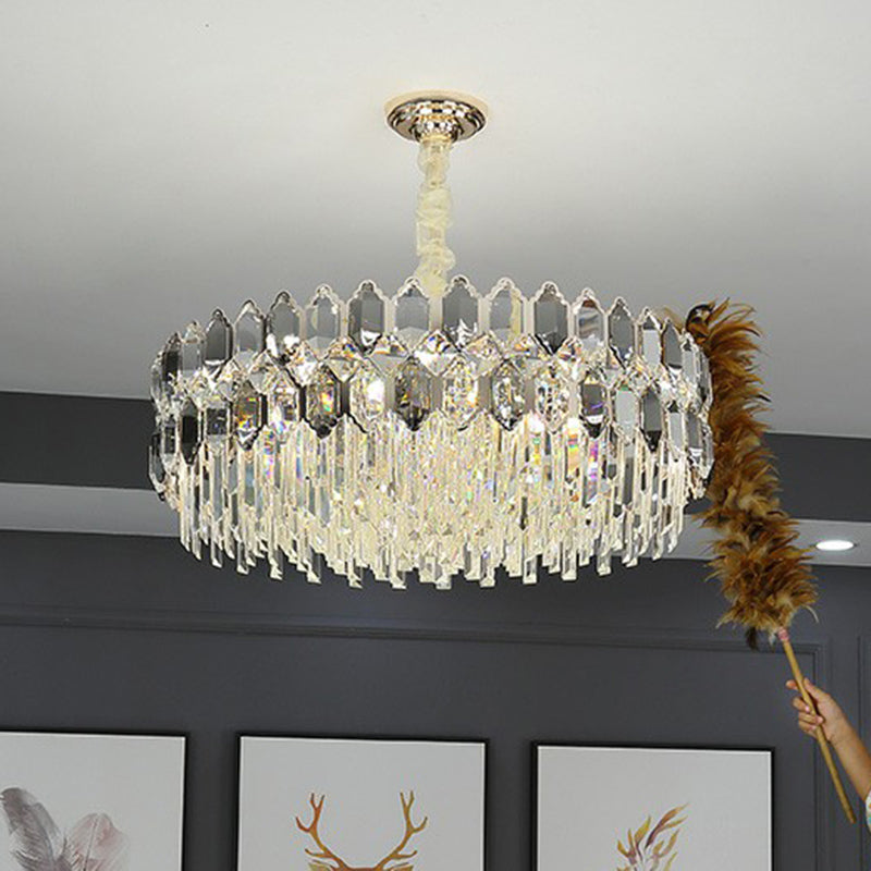 Tiered Ceiling Chandelier Modern Luxurious Smoke Grey Crystal - Rebooters