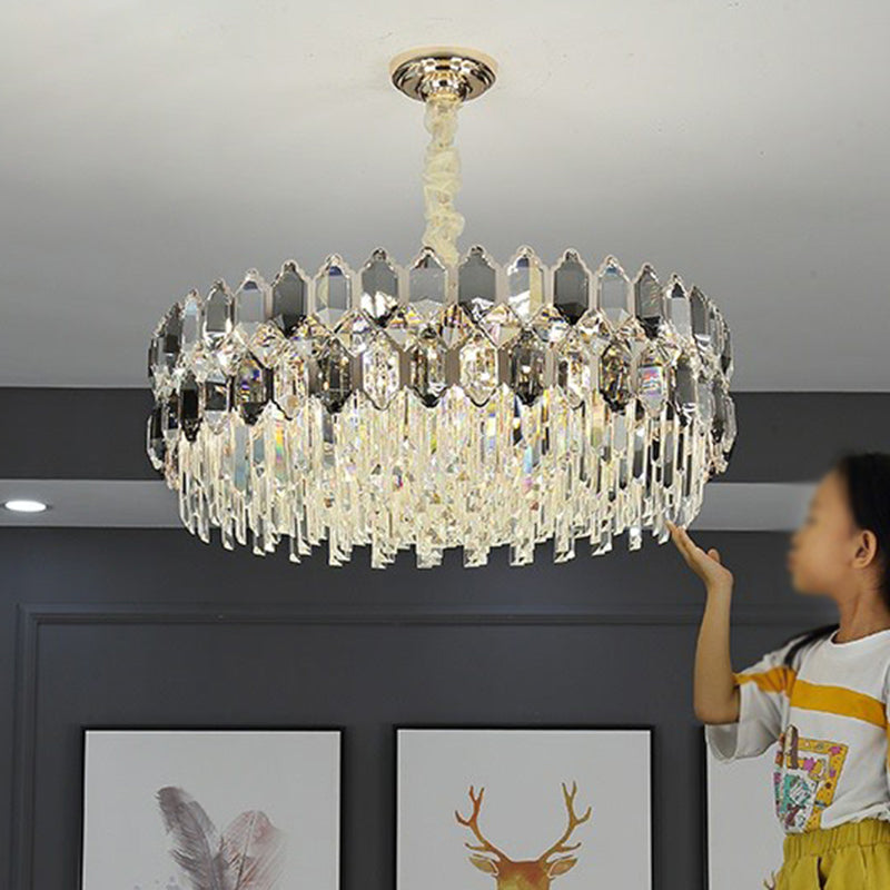 Tiered Ceiling Chandelier Modern Luxurious Smoke Grey Crystal - Rebooters