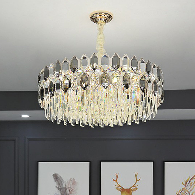 Tiered Ceiling Chandelier Modern Luxurious Smoke Grey Crystal - Rebooters