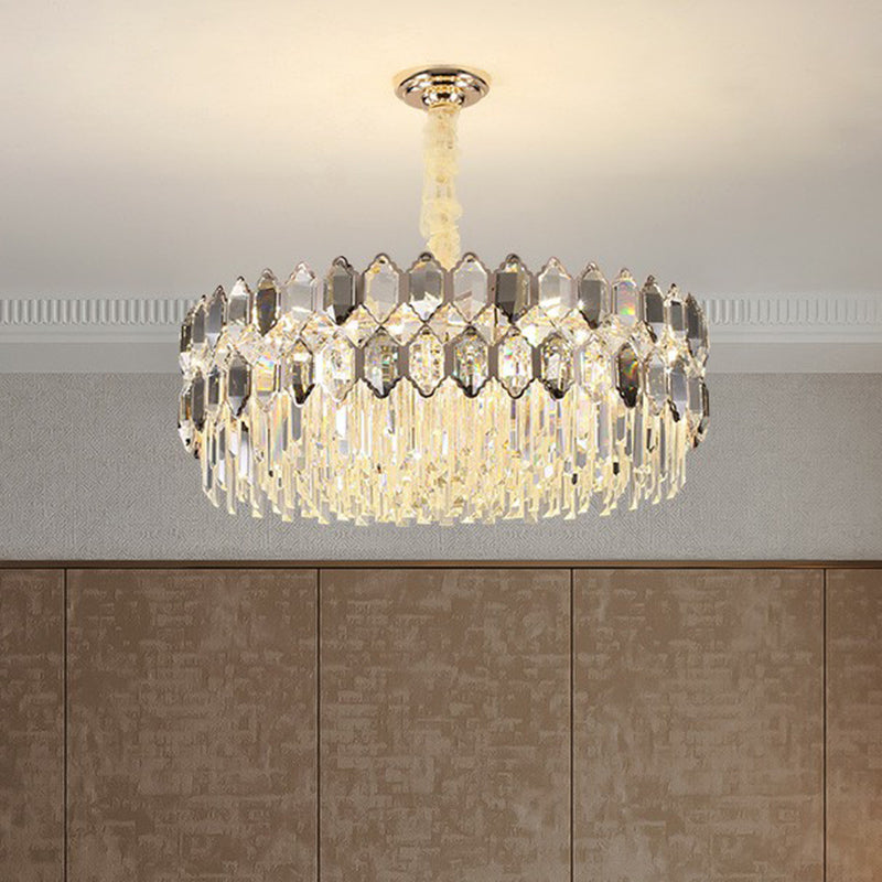 Tiered Ceiling Chandelier Modern Luxurious Smoke Grey Crystal - Rebooters