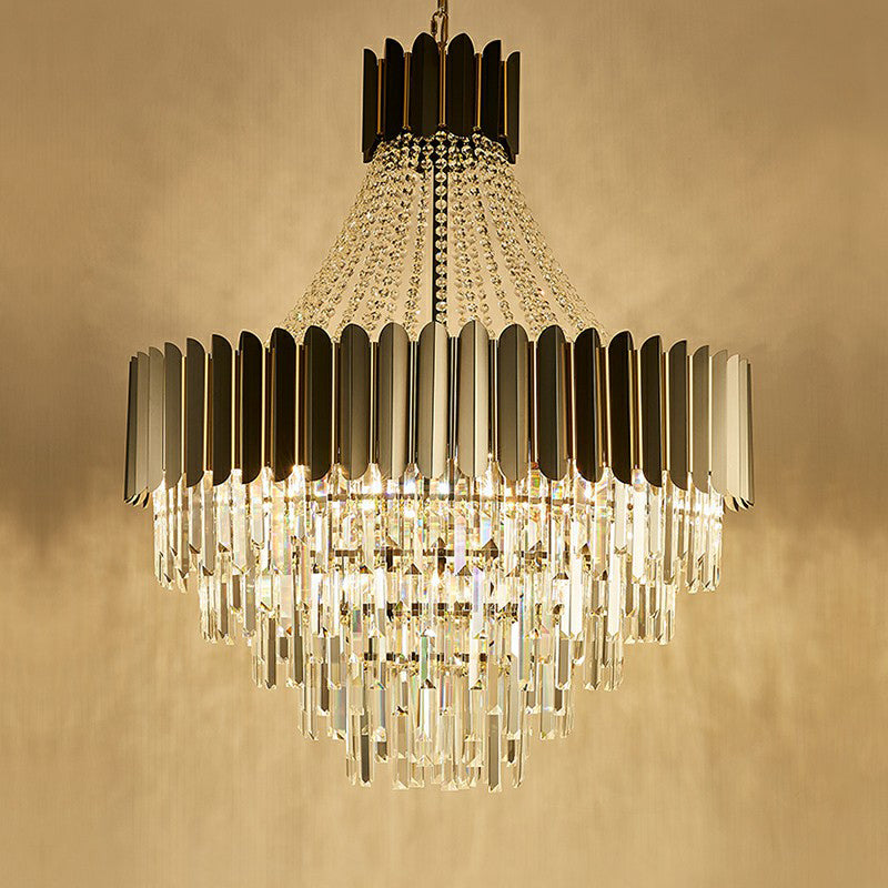 Modern Empire Chandelier Prismatic Crystal 11-Light Pendant Black - Rebooters