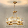 Gold Finish Circular Up Chandelier Minimalist Crystal Lamp - Rebooters