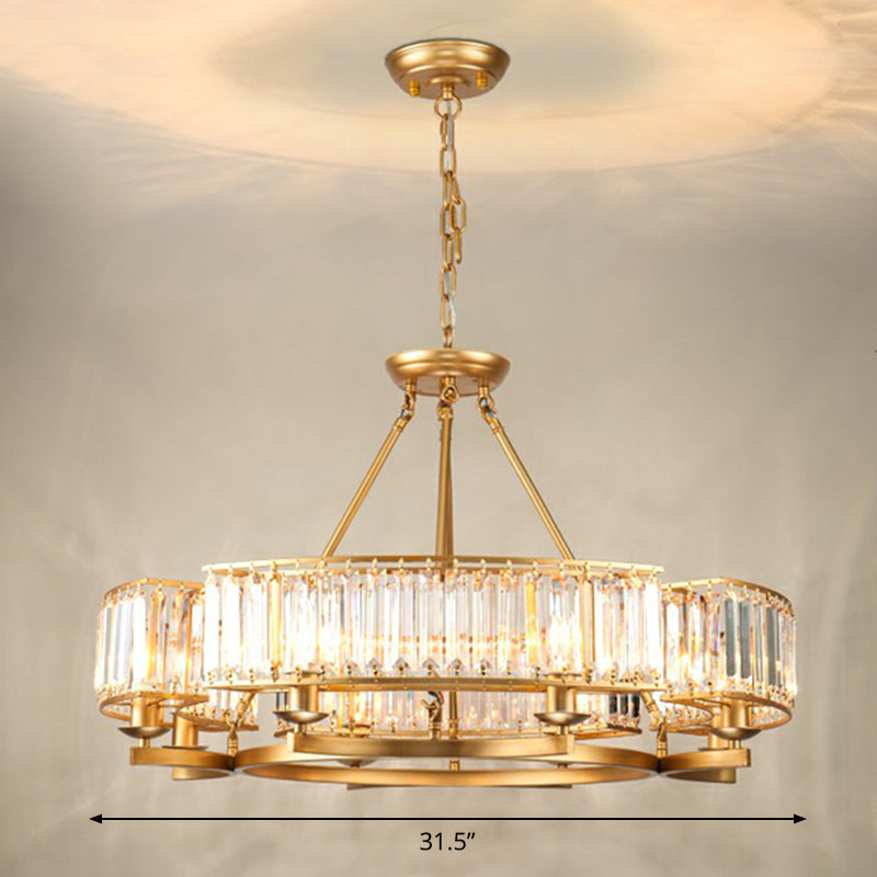 Gold Finish Circular Up Chandelier Minimalist Crystal Lamp - Rebooters