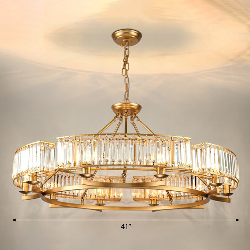 Gold Finish Circular Up Chandelier Minimalist Crystal Lamp - Rebooters