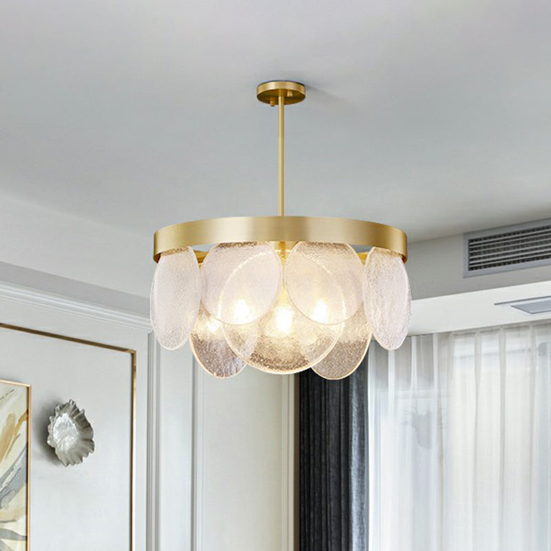 Postmodern Disc Pendant Light Seeded Glass 3-Light Chandelier - Rebooters