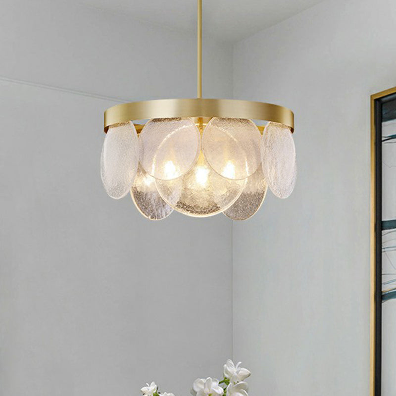 Postmodern Disc Pendant Light Seeded Glass 3-Light Chandelier - Rebooters