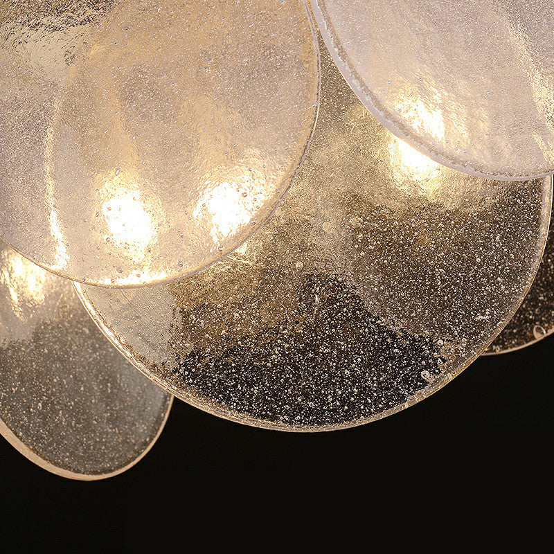 Postmodern Disc Pendant Light Seeded Glass 3-Light Chandelier - Rebooters