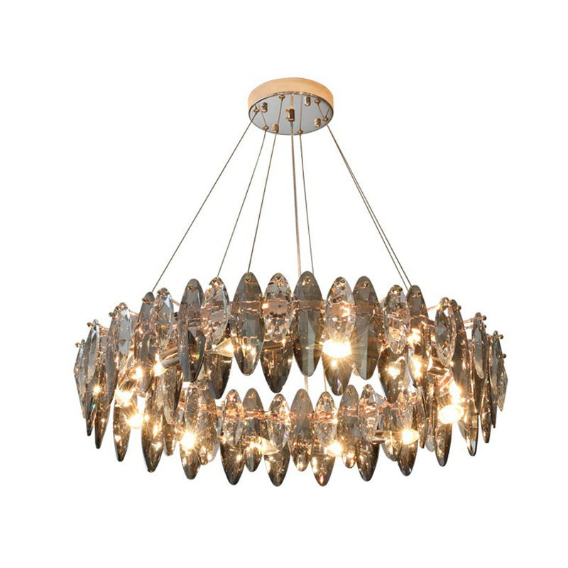 Round Chandelier Minimalist Oval Crystal Clear Pendant Light - Rebooters