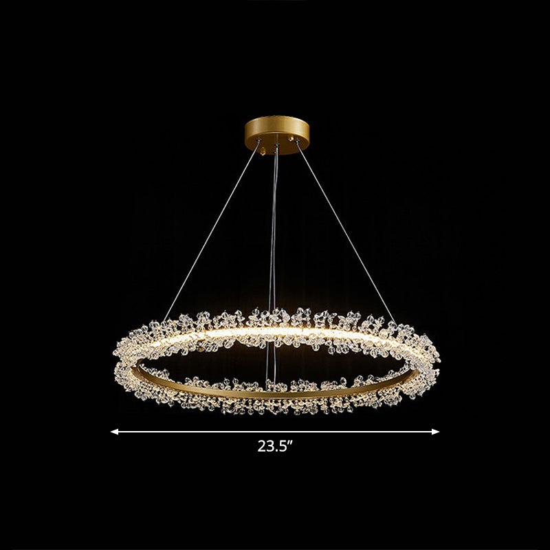 Simplicity Circle LED Chandelier Crystal Beads Lighting Fixture - Rebooters