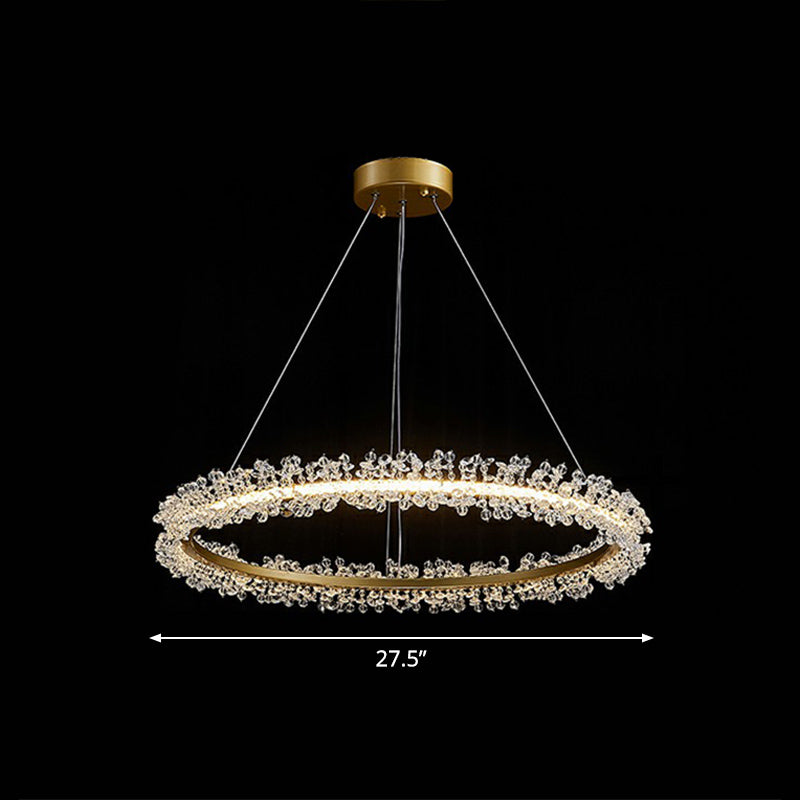 Simplicity Circle LED Chandelier Crystal Beads Lighting Fixture - Rebooters