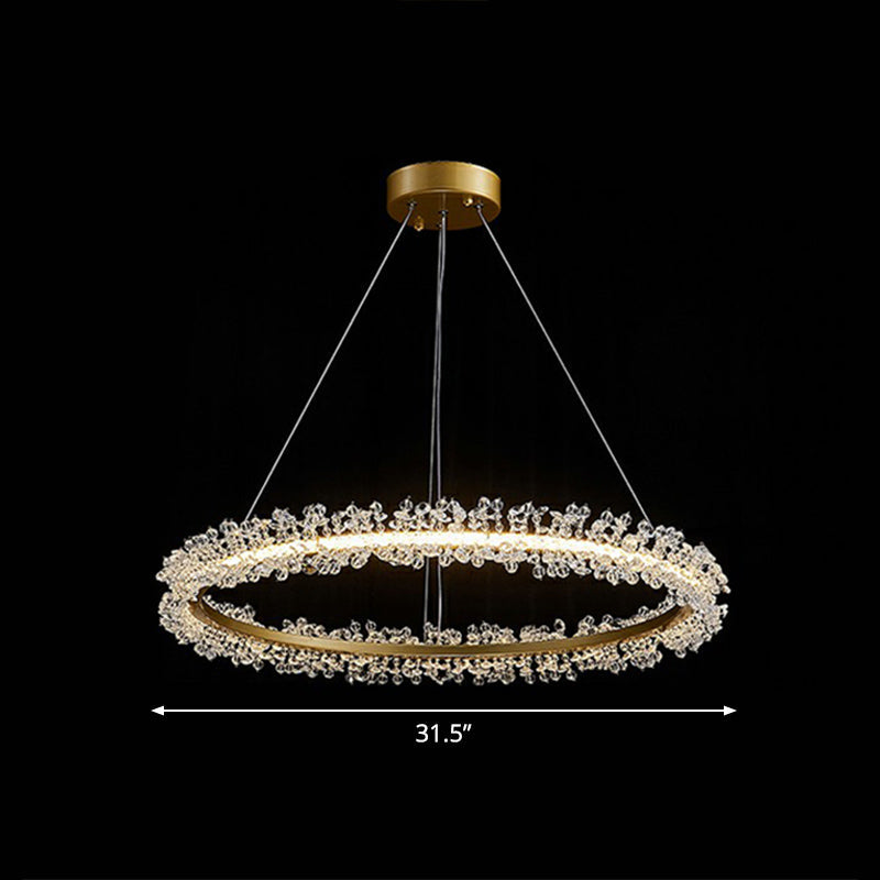 Simplicity Circle LED Chandelier Crystal Beads Lighting Fixture - Rebooters