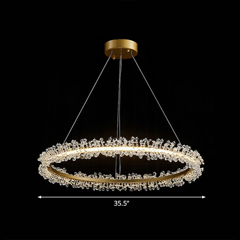 Simplicity Circle LED Chandelier Crystal Beads Lighting Fixture - Rebooters