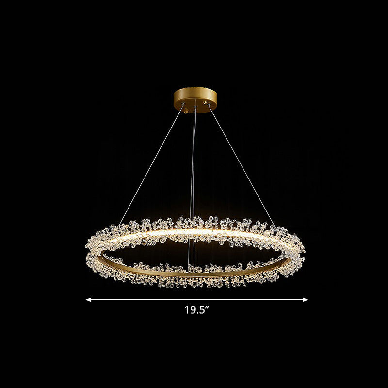 Simplicity Circle LED Chandelier Crystal Beads Lighting Fixture - Rebooters