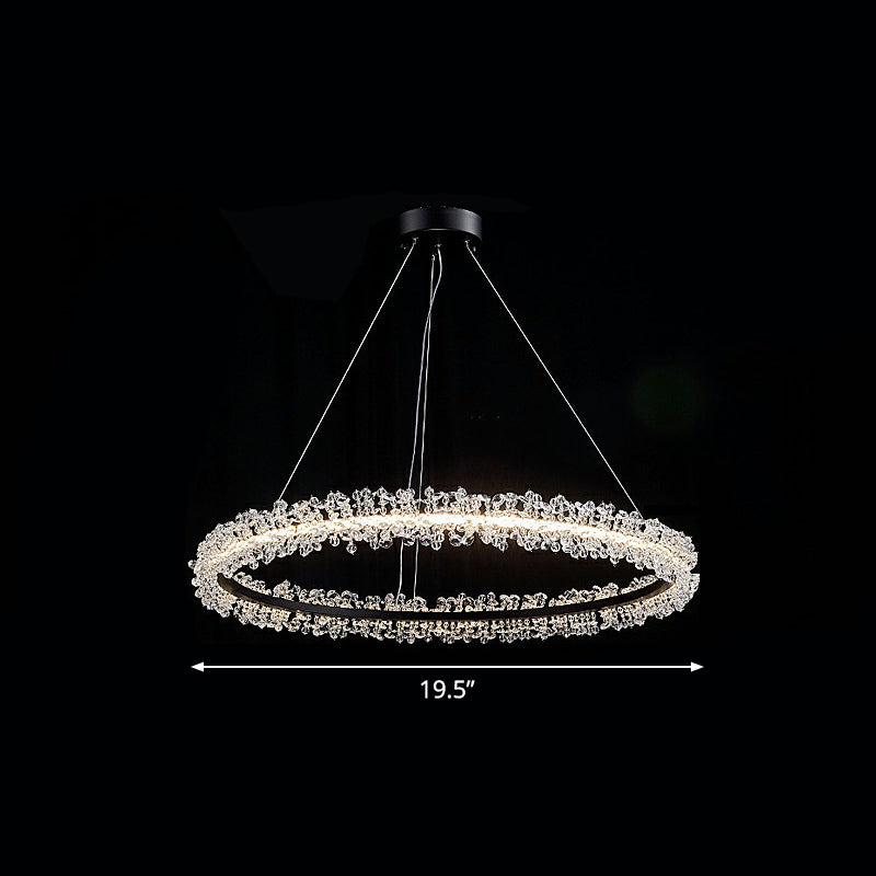 Simplicity Circle LED Chandelier Crystal Beads Lighting Fixture - Rebooters