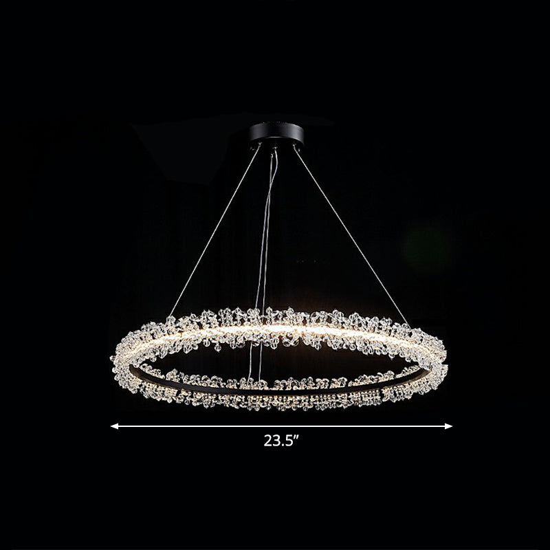 Simplicity Circle LED Chandelier Crystal Beads Lighting Fixture - Rebooters