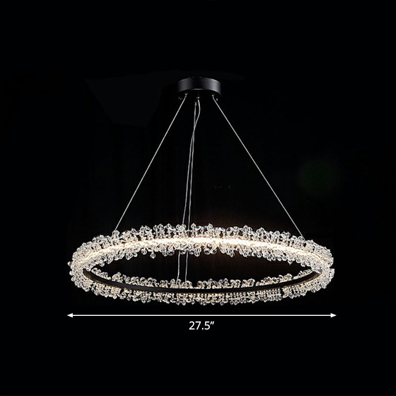 Simplicity Circle LED Chandelier Crystal Beads Lighting Fixture - Rebooters