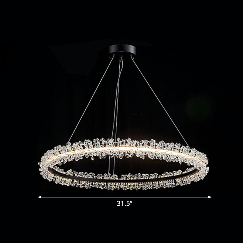 Simplicity Circle LED Chandelier Crystal Beads Lighting Fixture - Rebooters